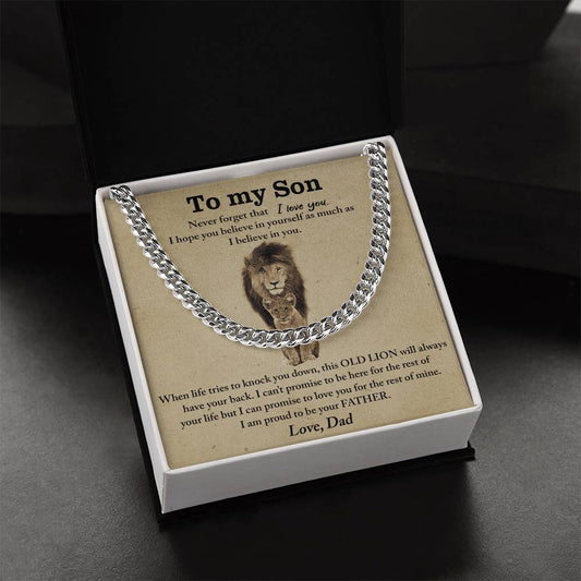 To My Son Love Dad Cuban Link Necklace