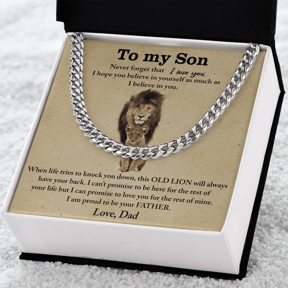 To My Son Love Dad Cuban Link Necklace