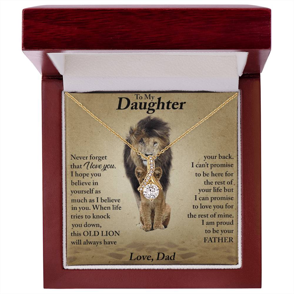 To My Daughter Love Dad Two Lions Alluring Beauty Necklace