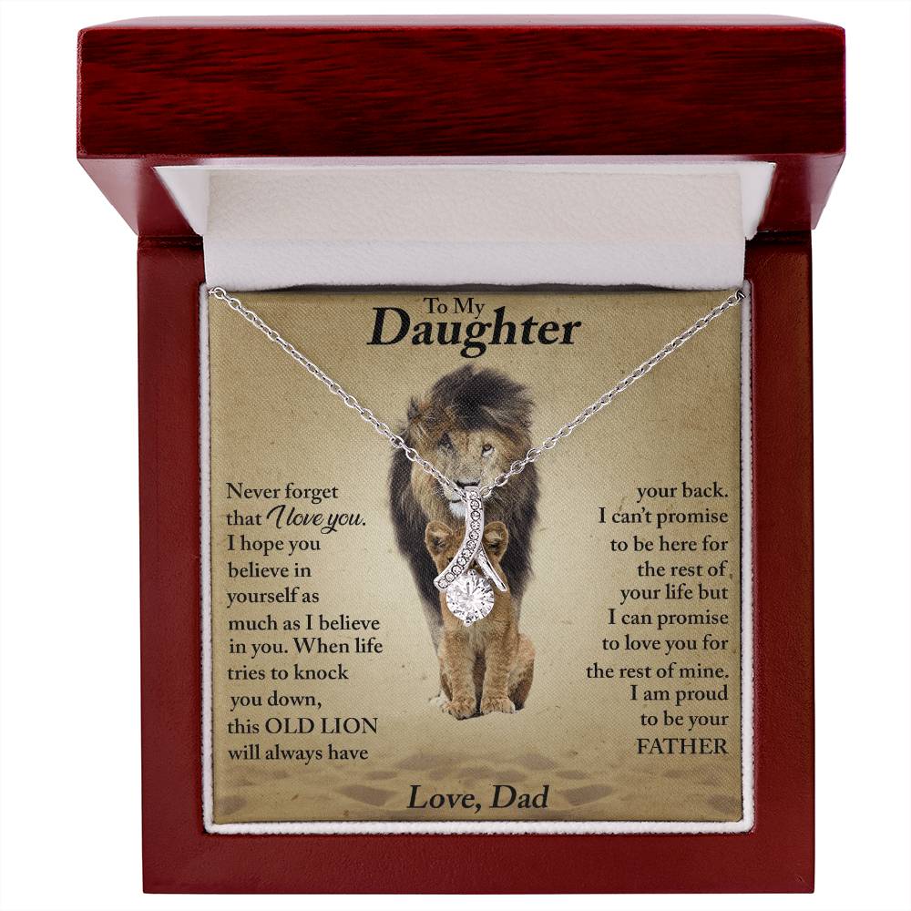 To My Daughter Love Dad Two Lions Alluring Beauty Necklace