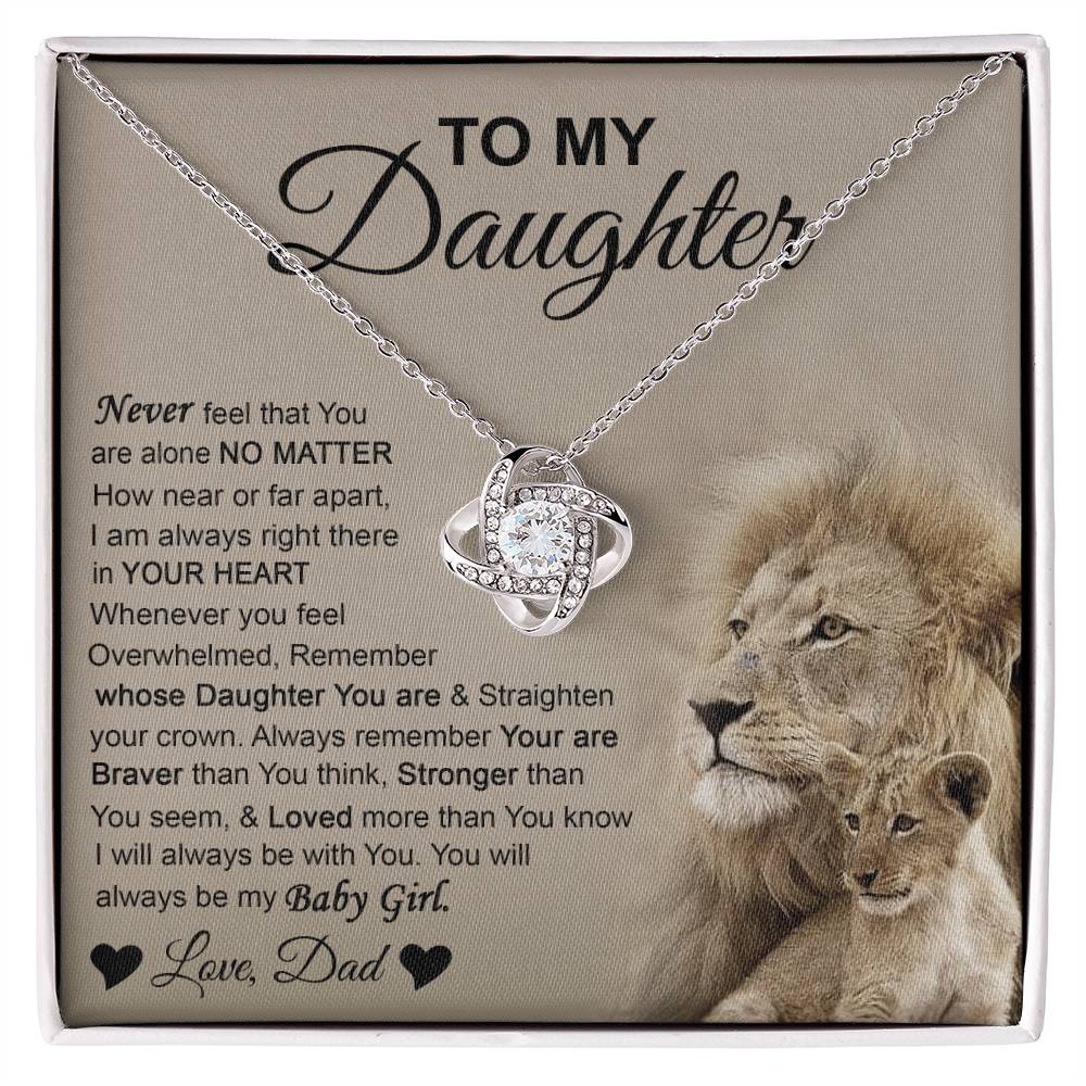 To My Daughter Love Dad Lions Love Knot Necklace