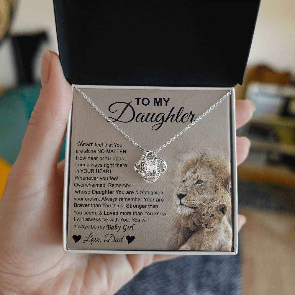 To My Daughter Love Dad Lions Love Knot Necklace
