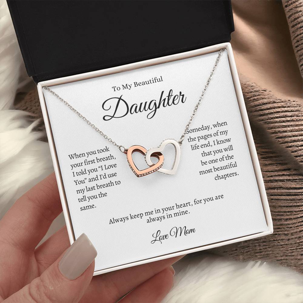 To My Beautiful Daughter Interlocking Hearts Necklace