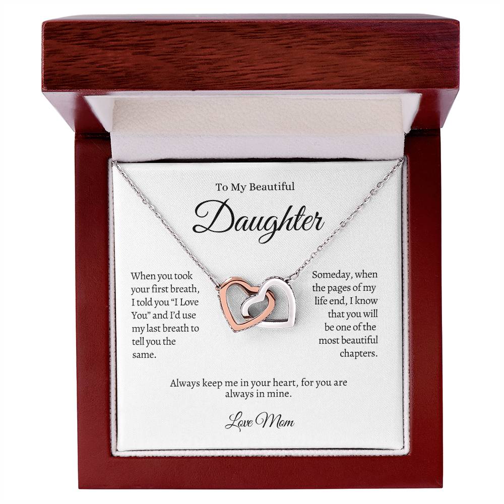To My Beautiful Daughter Interlocking Hearts Necklace