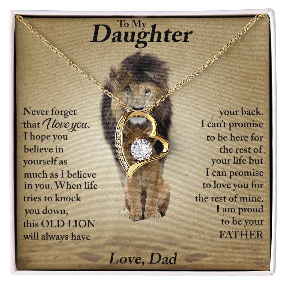 To My Daughter Love Dad Two Lions Forever Love Necklace